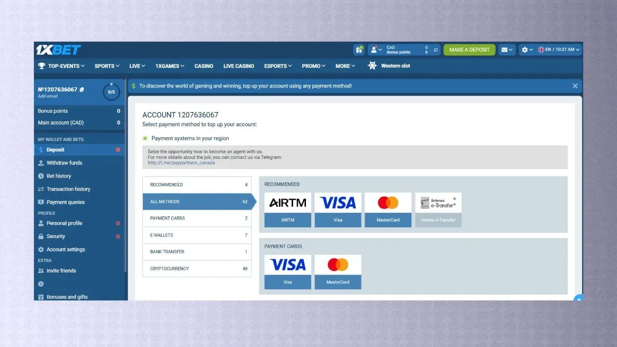 1xBet Withdrawals in Canada